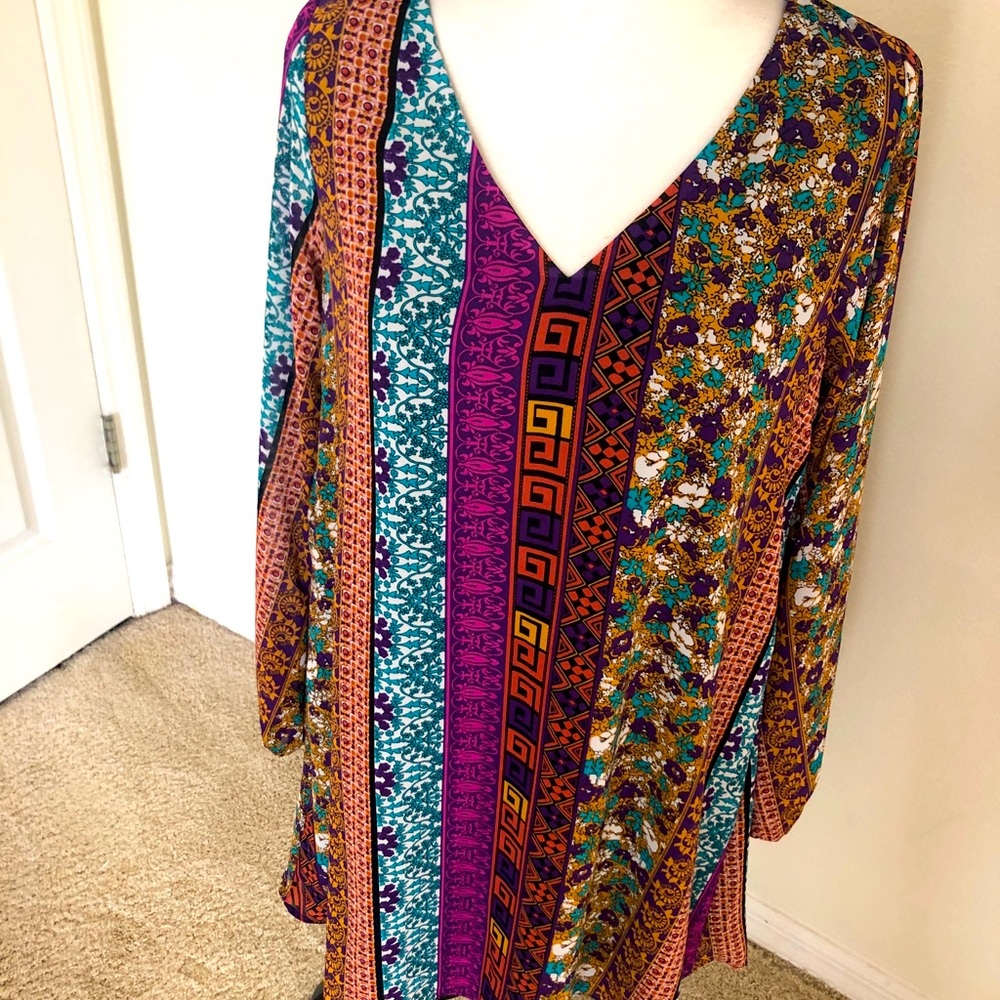 Super cute BoHo lined Dress with sexy peek- a -boo sleeves